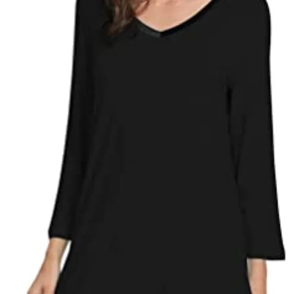 Soft Bamboo Viscose Long Sleeve Nightgown Lightweight Sleep Shirt